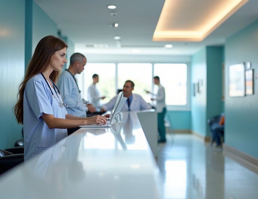 Hospital Reception Area - Patient registration and inquiry desk